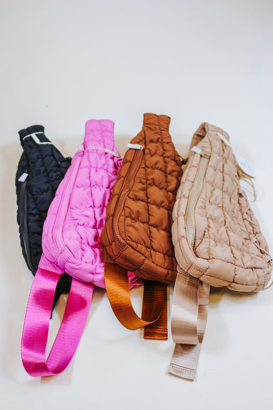 Quilted Adjustable Sling Bag -4 Colors