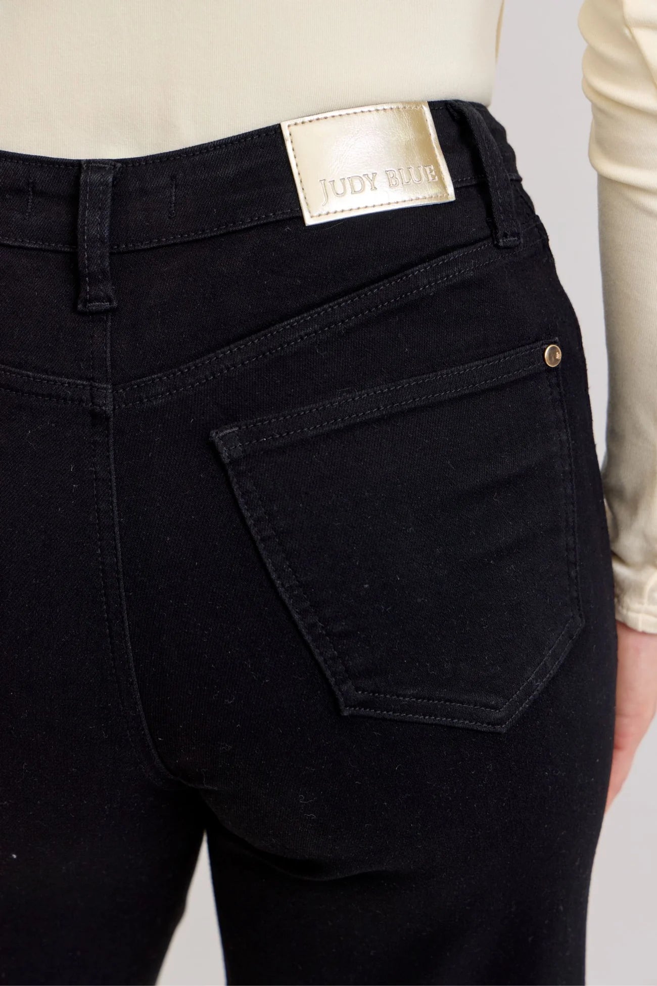 Judy Blue High Waisted Retro Wide Leg Black Denim Jeans