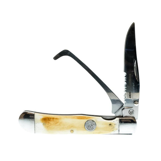 Whiskey Bent Burnt Bone Hoofpick Knife With Clip