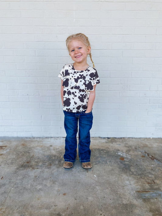 Brown & Cream Cow Print Wrangler Top