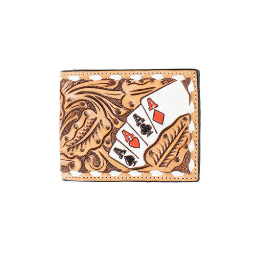 3D Hand Painted Ace Card Natural Bifold Wallet