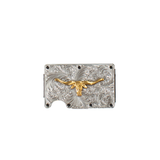 3D Men's Utility Gold Long Horn Silver Wallet