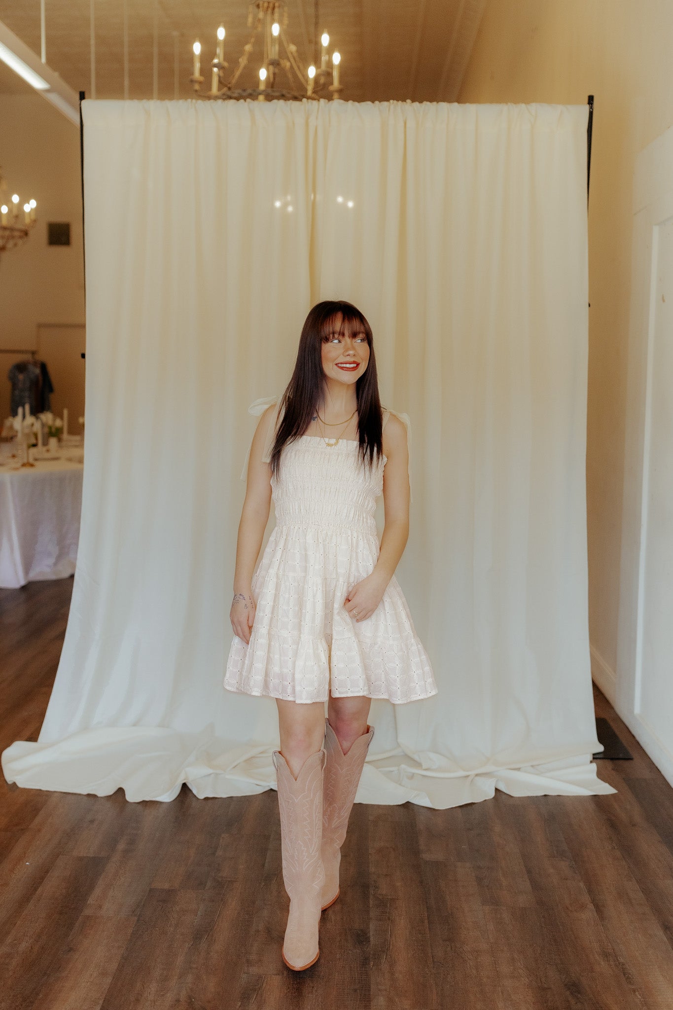 Say Your Grace Cream Eyelet Dress