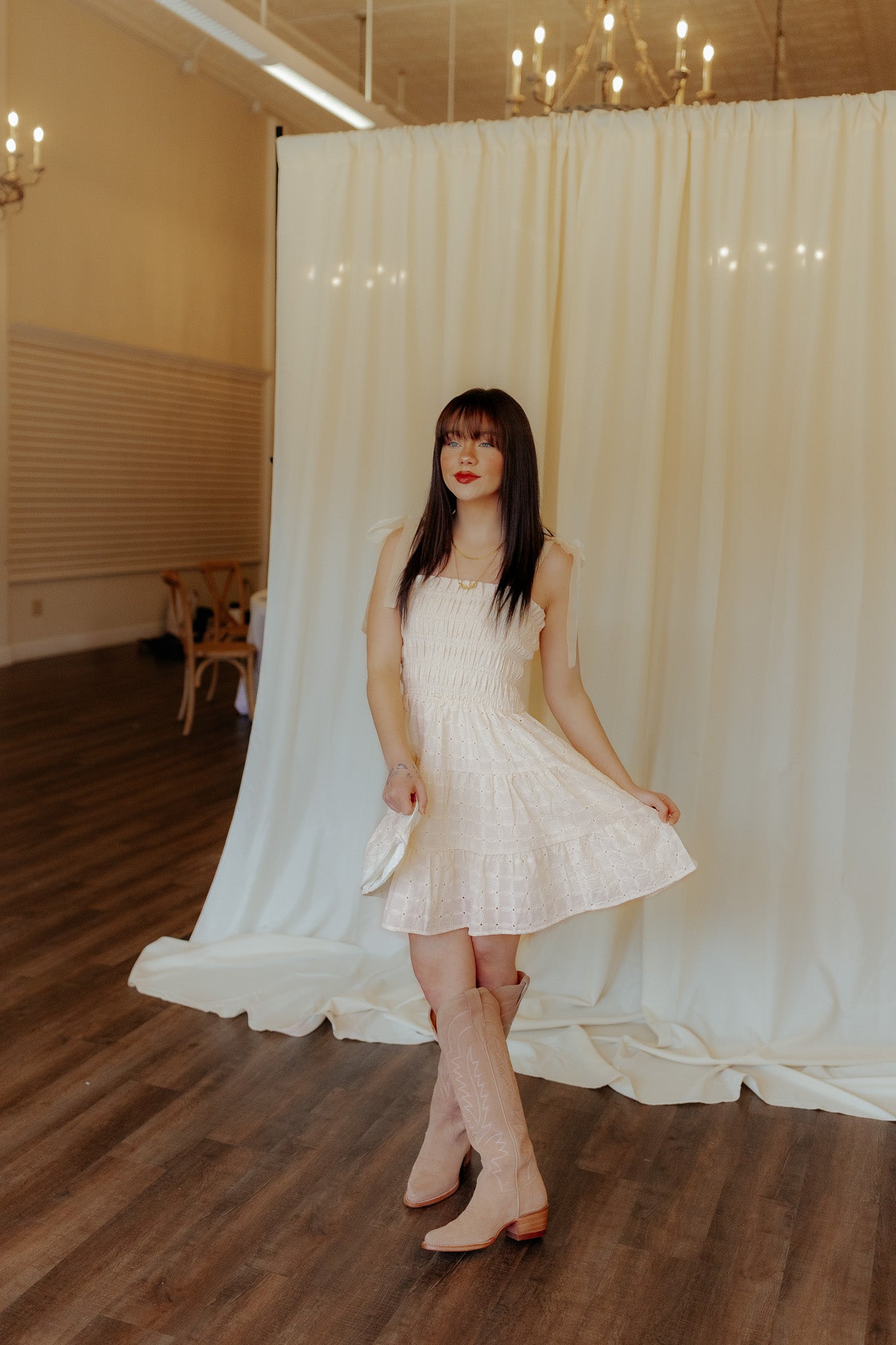 Say Your Grace Cream Eyelet Dress