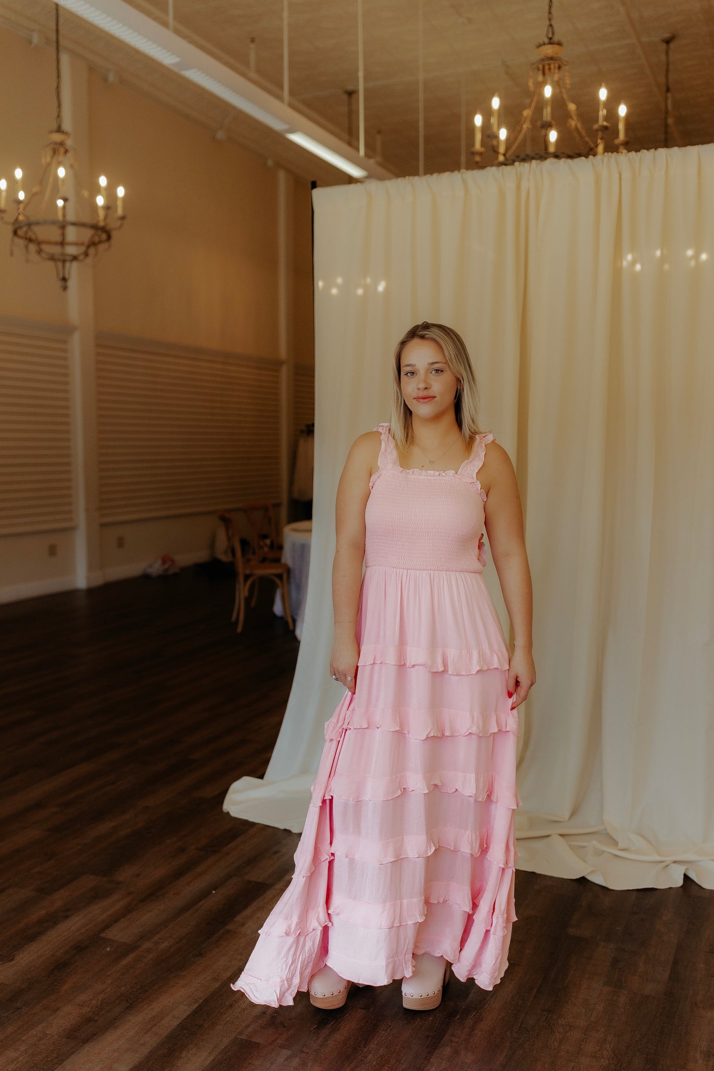 Blushing Babe Light Pink Tier Maxi Dress