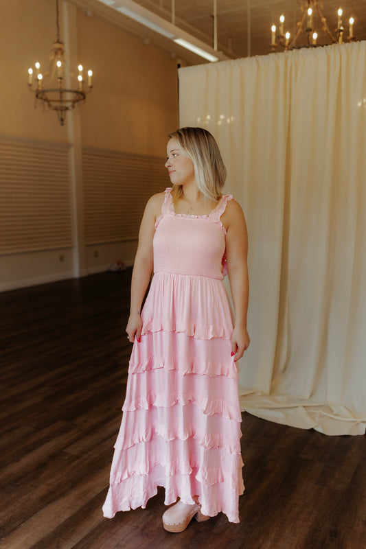 Blushing Babe Light Pink Tier Maxi Dress