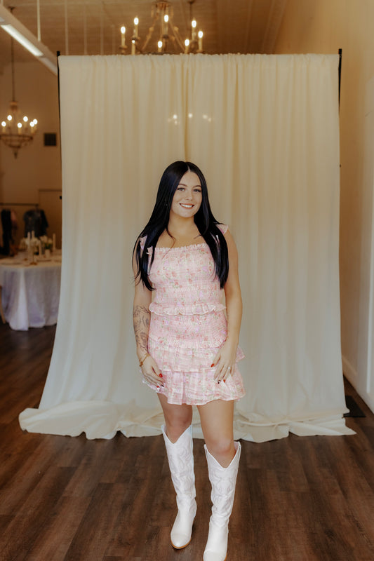 Blossoming Charm Smocked Pink Floral Tank