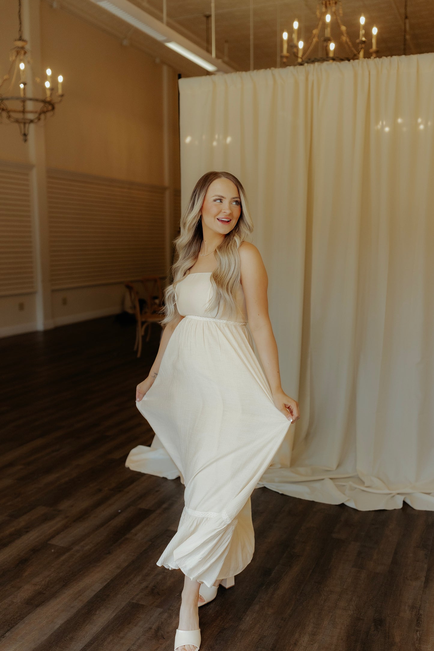 Feeling Moody Ivory Strapless Maxi Dress