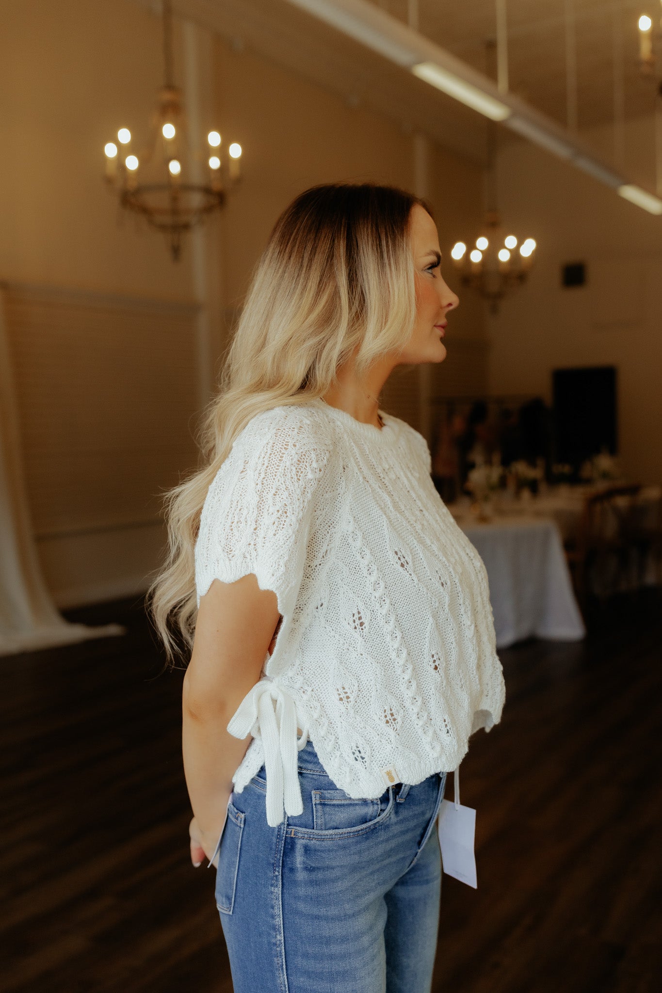 Happy To Be Here White Bow Sweater