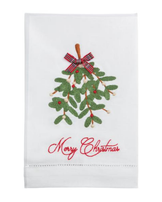 Christmas Embroidered White Hand Towel -3 Colors