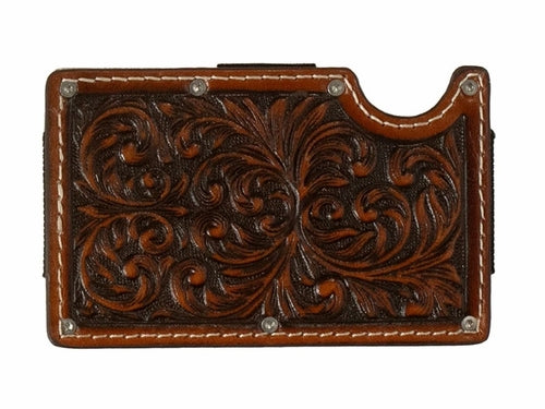 Mens 3D Smart Style Scroll Embossed Brown Wallet