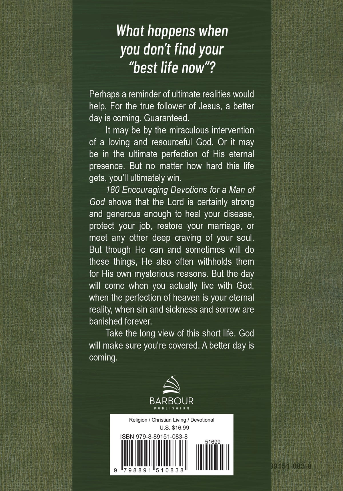 180 Encouraging Devotions for a Man of God, back cover