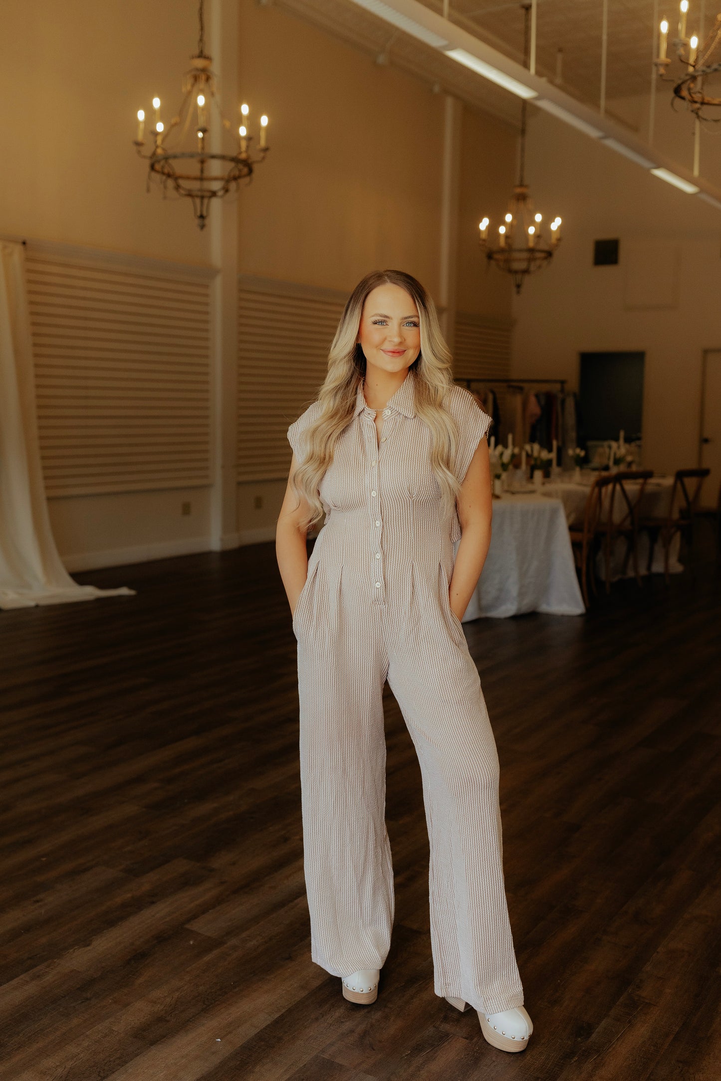 Lucky Choice Ribbed Oatmeal Jumpsuit