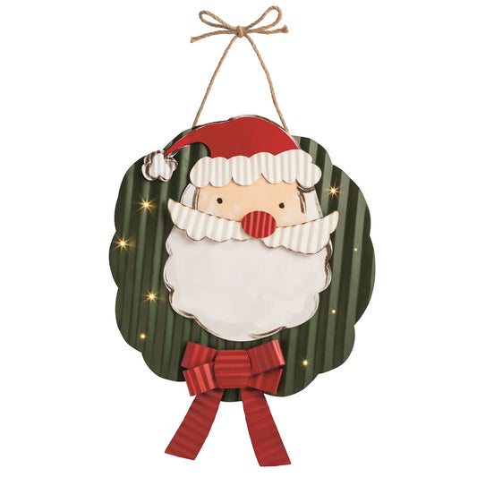 Light-Up Santa Wreath Door Hanger