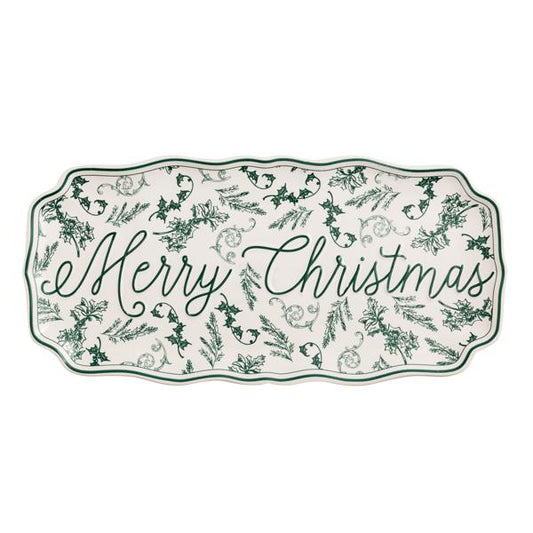 Christmas Green Toile Tray