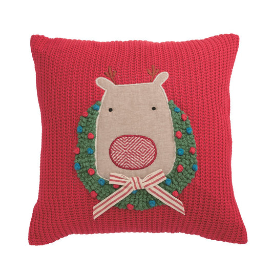 Reindeer Christmas Knit Pillow