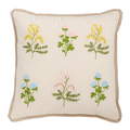 Cream Embroidered Floral Pillow -2 Sizes