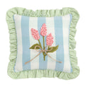 Mud Pie ruffle floral embroidered pillow, shown in one of three available styles
