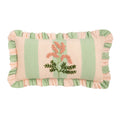 Mud Pie ruffle floral embroidered pillow, shown in one of three available styles