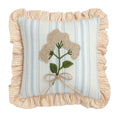 Mud Pie ruffle floral embroidered pillow, shown in one of three available styles