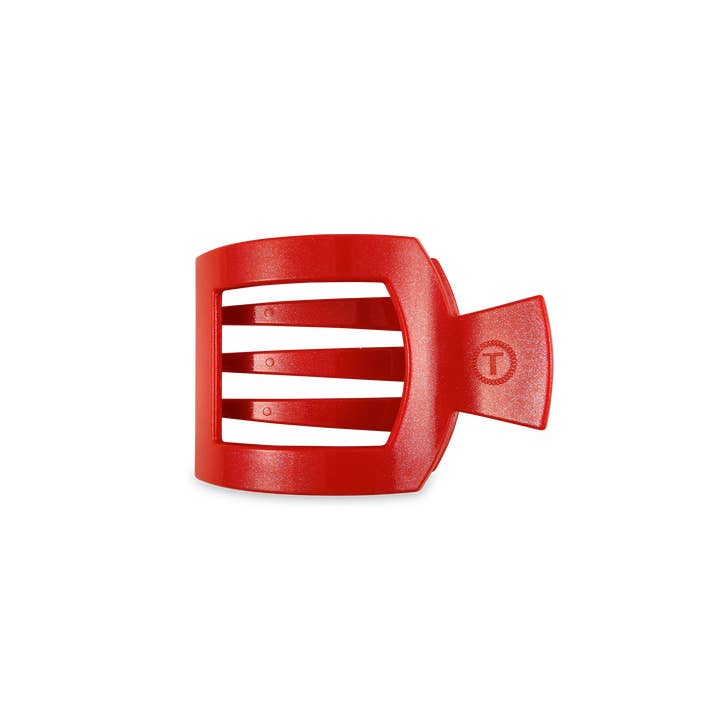 Square Flat Hair Small Clip- Rudolph Red