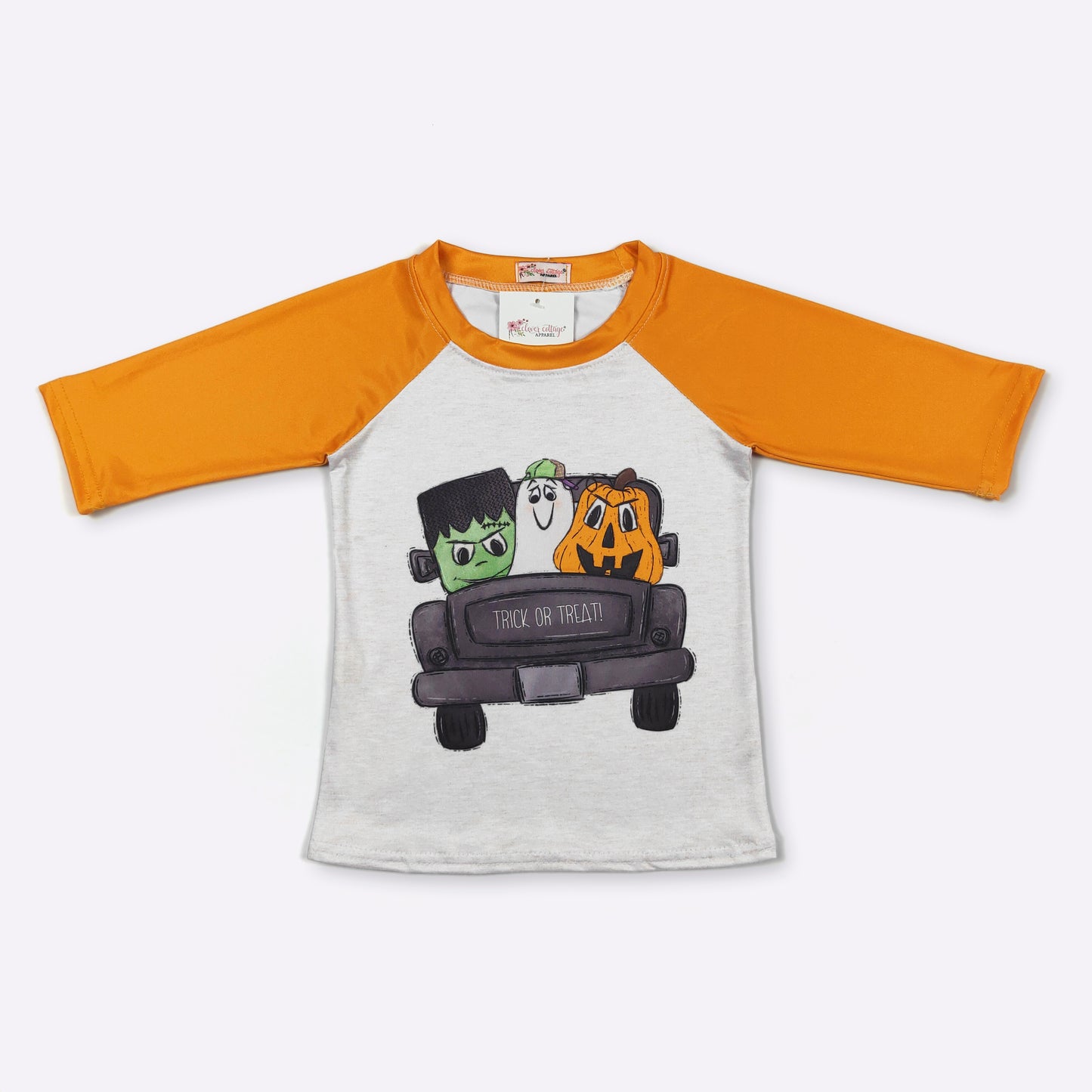 Trick Or Treat Orange White Kids Halloween Tee