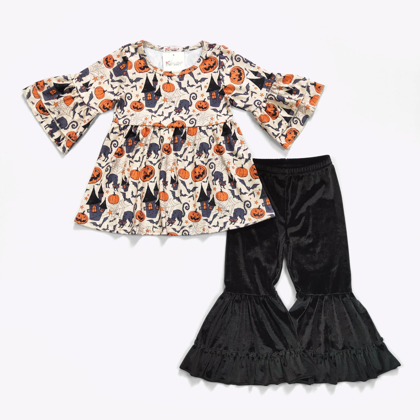 Vintage Orange Halloween Girls Set