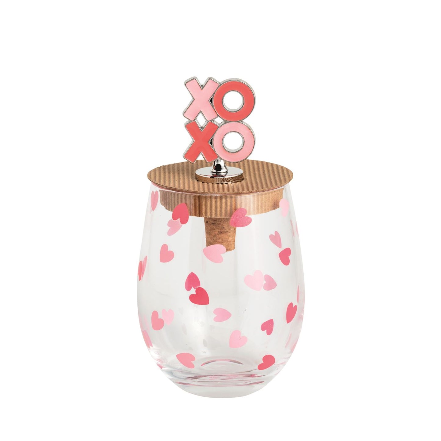 Mud Pie Valentines Wine Glass & Stopper Set - 3 Colors