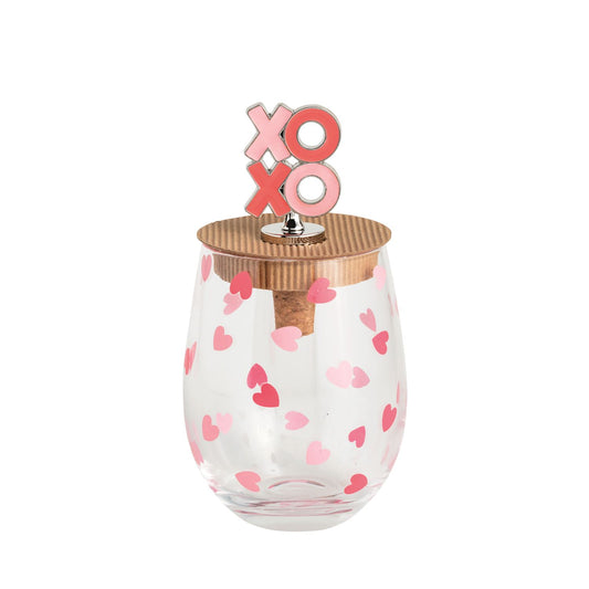 Mud Pie Valentines Wine Glass & Stopper Set - 3 Colors