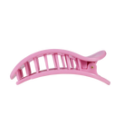 Teleties Just Add A Bow Large Flat Round Hair Clip in pink, side profile showing teeth