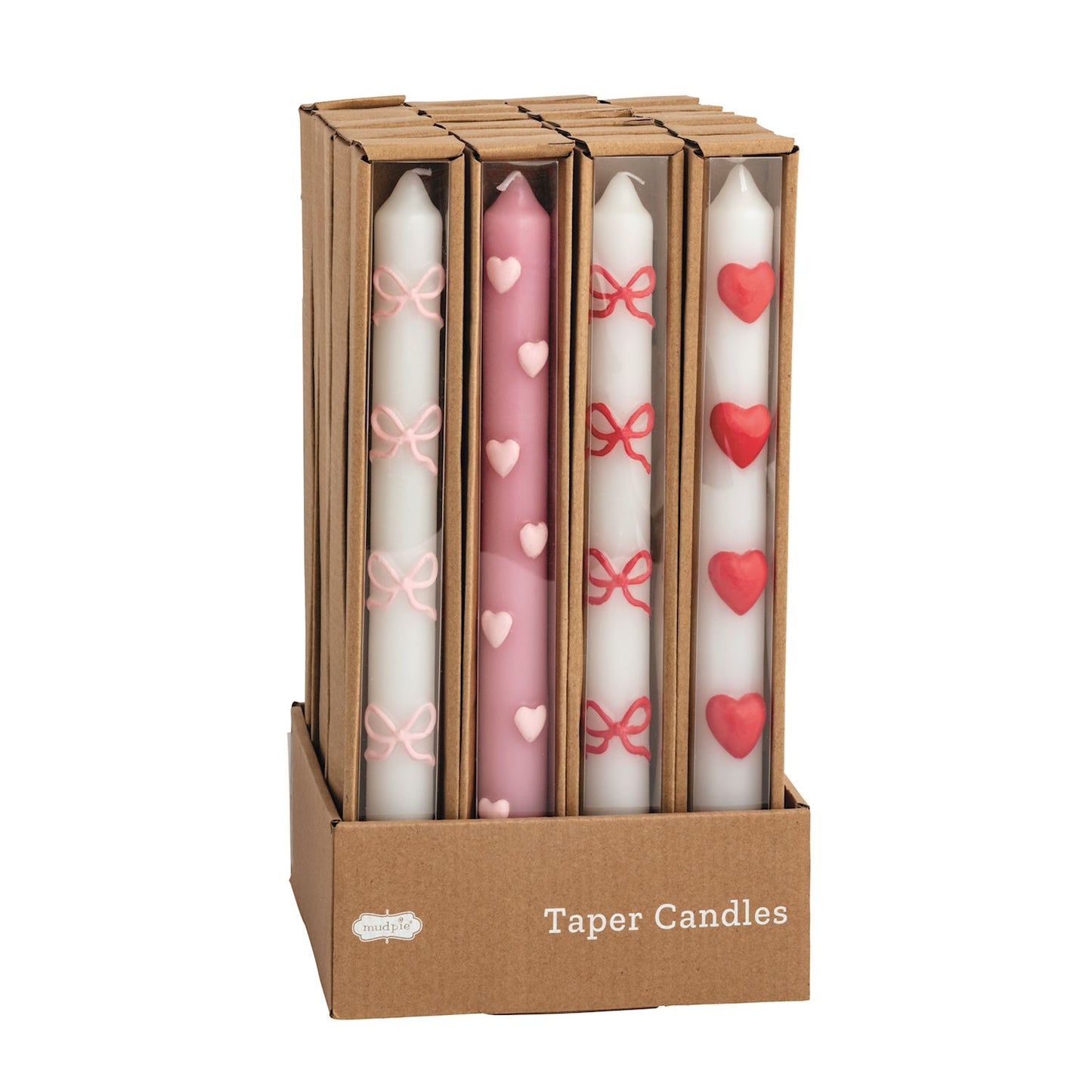 Bow Heart Taper Candles -4 Colors