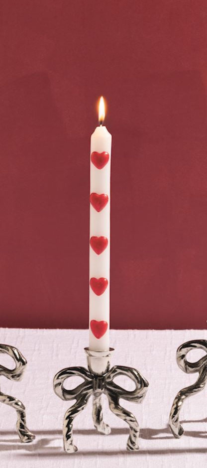 Bow Heart Taper Candles -4 Colors