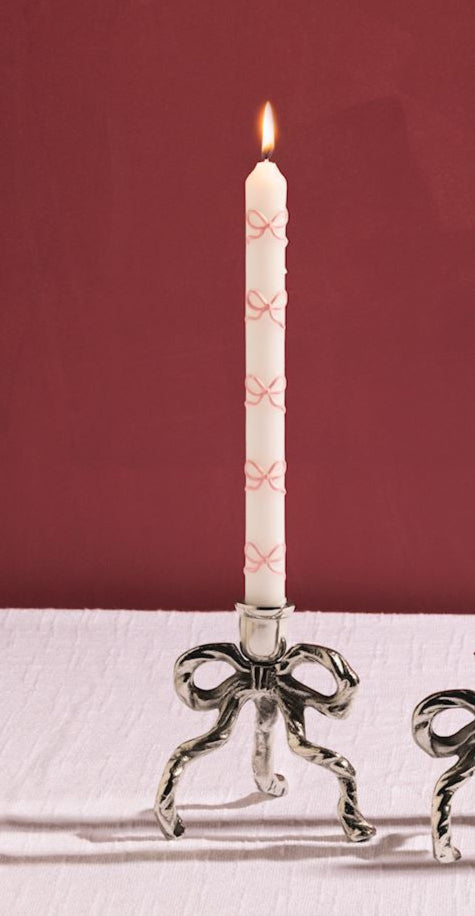 Bow Heart Taper Candles -4 Colors