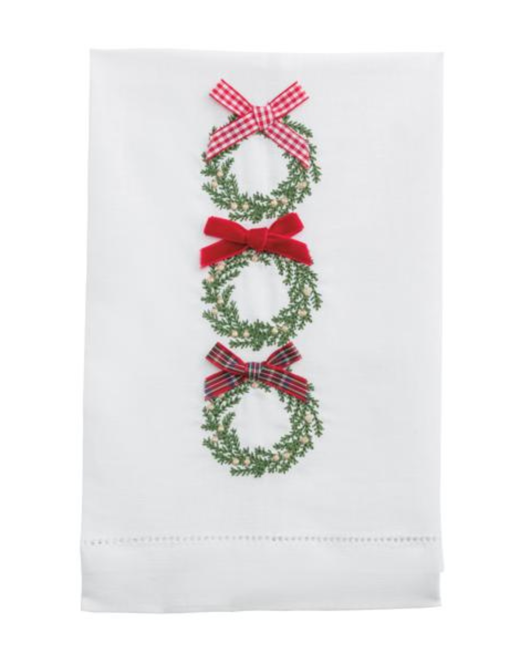 Christmas Embroidered White Hand Towel