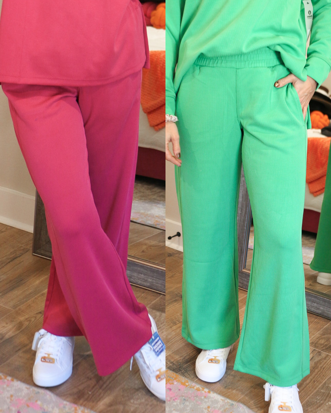 Luxe Sand Wash Rib Wide Leg Pants -2 Colors