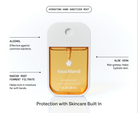 Touchland Spiced Pumpkin-Tini ingredients graphic: alcohol, aloe vera, radish root ferment