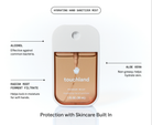 Touchland Salted Caramel Power Mist ingredients graphic: alcohol, aloe vera, radish root ferment