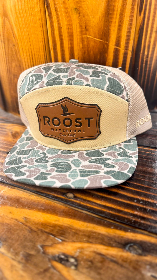 Roost Camo 7 Panel Shield Leather Patch Hat