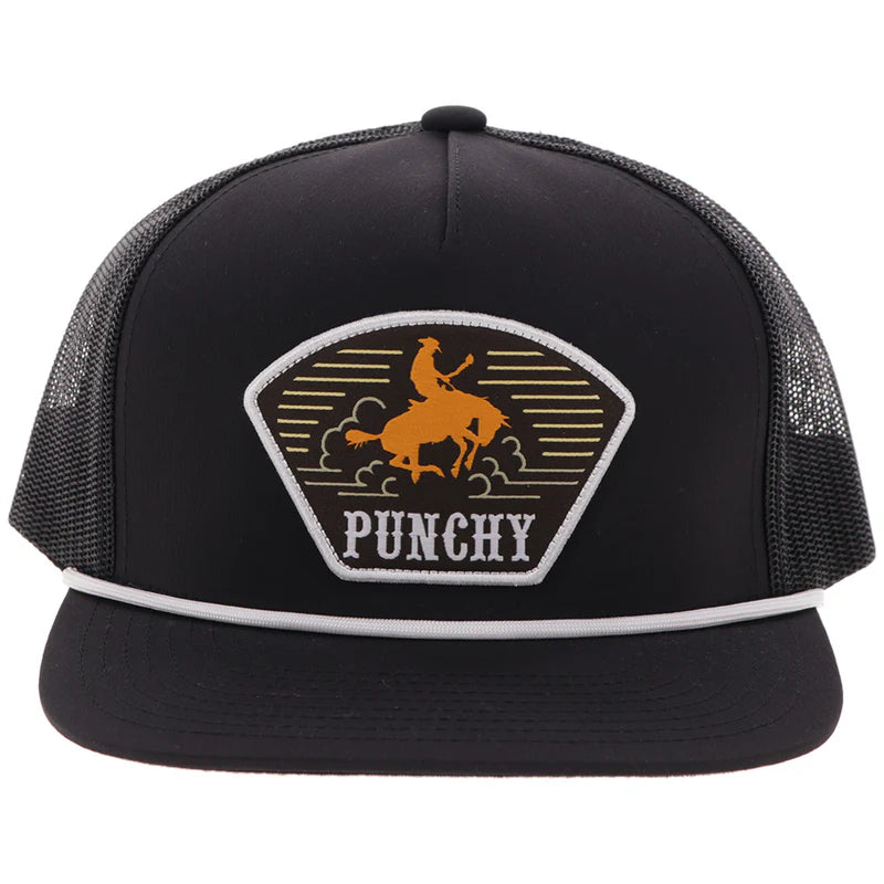 Hooey Punchy Black With White & Orange Patch Hat