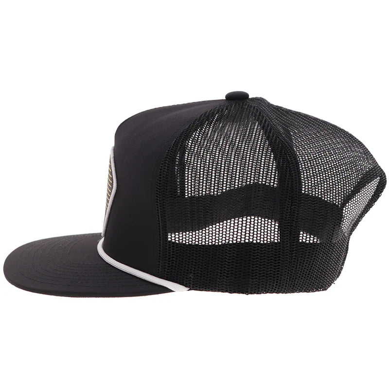 Hooey Punchy Black With White & Orange Patch Hat