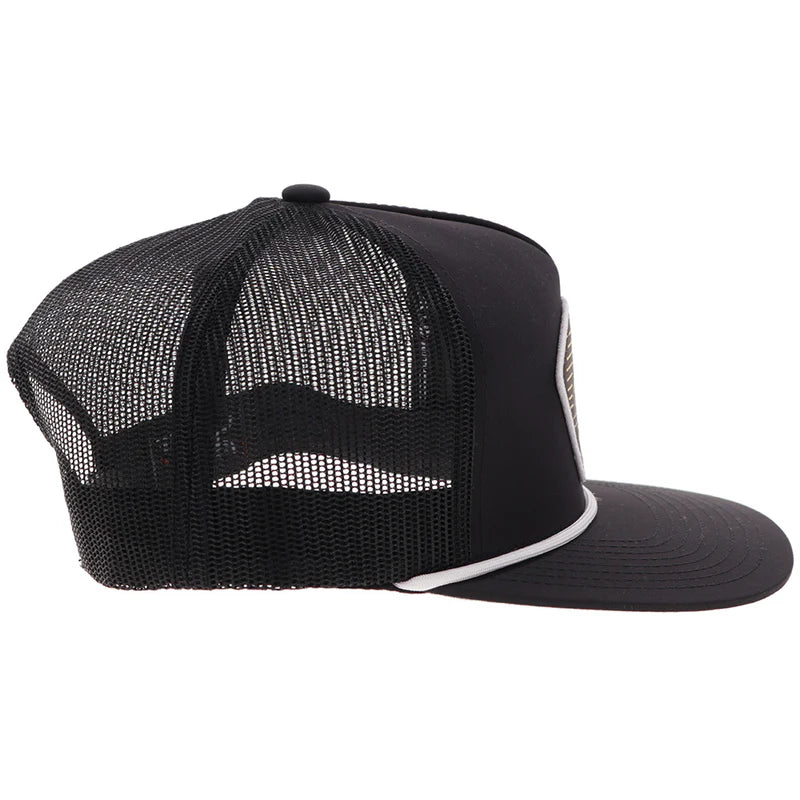 Hooey Punchy Black With White & Orange Patch Hat