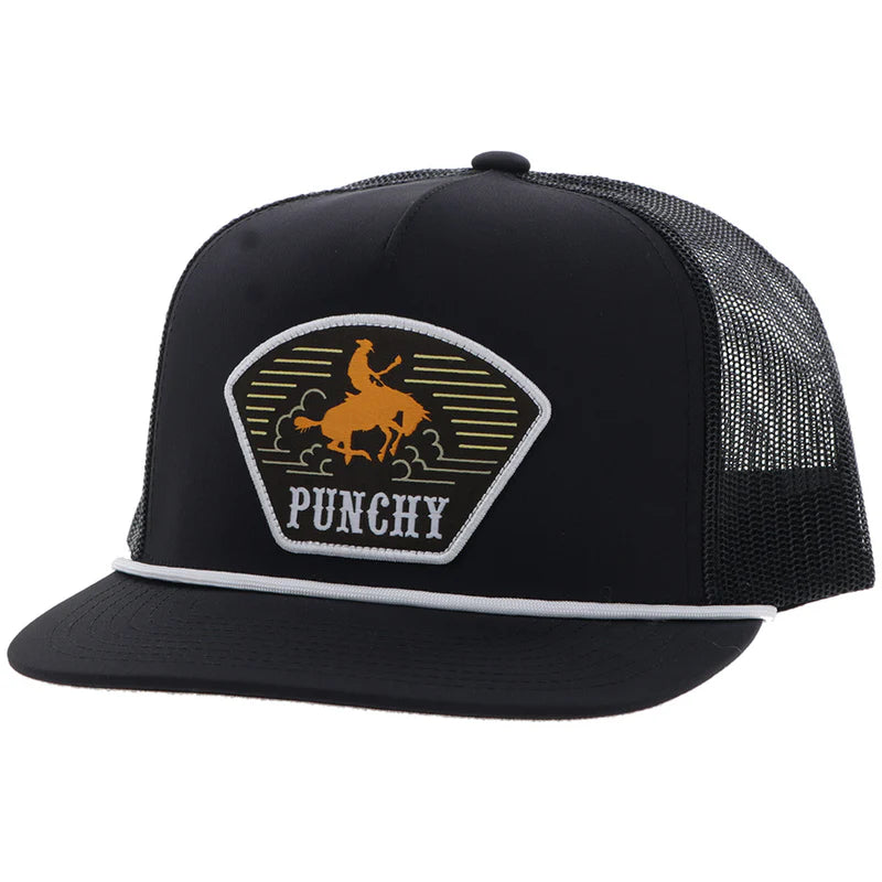 Hooey Punchy Black With White & Orange Patch Hat