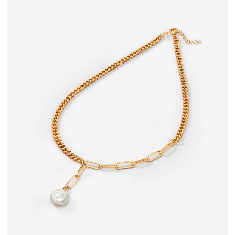 Charlie Paige Sophia Gold Pearl Necklace