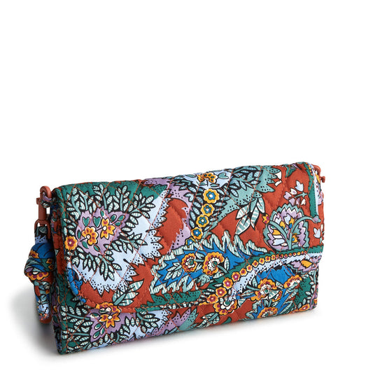 Vera Bradley Wildwood Wallet Crossbody- Flowers & Feathers