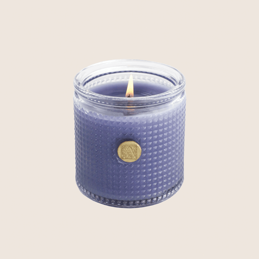 Lavender Bouquet Elegant Essentials 6oz Textured Glass Candle