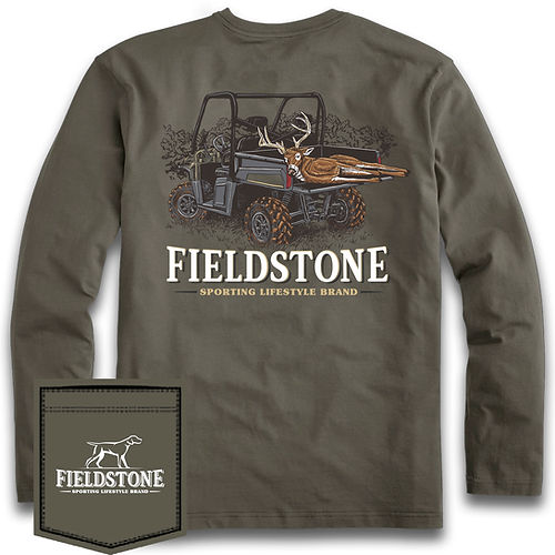 Men's UTV Deer Long Sleeve Tee- Charcoal