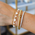 Waterproof Jackie Pearl Brown Bead Bracelet