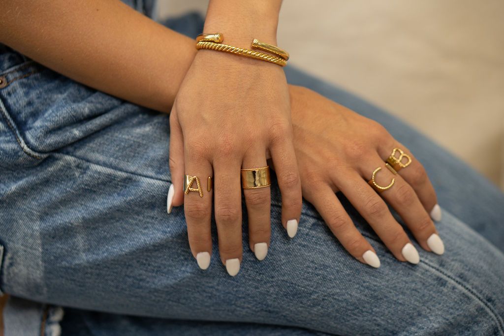 Gold Twisted Aspen Bangle - Water Resistant