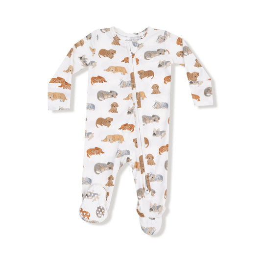 Baby Napping Puppies 2 Way Zipper Footie