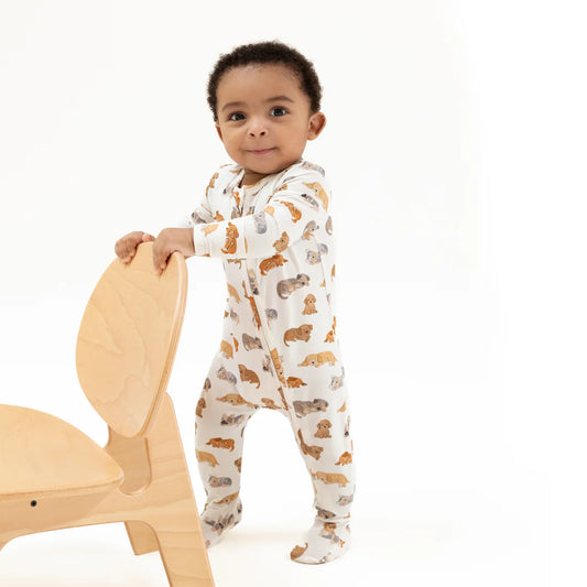 Baby Napping Puppies 2 Way Zipper Footie